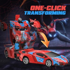 DEERC Transform Remote Control Car,2.4GHz Robot RC Cars,1:18 Scale Spider Car Toy One-Button Deformation & 360° Rotating Drifting for Kids Boys Age 4-7 8-12 Birthday Xmas Gift