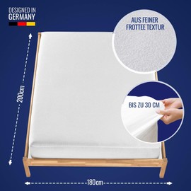 Waterproof Mattress Protector and Moisture Protection (Set of 2) 180 x 200 cm, Oeko-Tex® Standard 100 Cotton & Tension Fixation: Incontinence Pad & Mattress Protector, Also as Replacement for Fitted