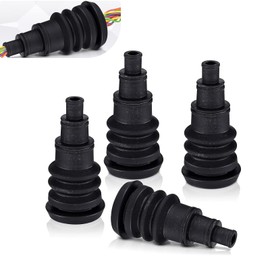 icykale 4 PCS Car Wire Tube Outlet Cover, Rubber Insulated Flexible Telescopic Dust Cover Grommets Accessories, Multi-function Distribution Box Coil Corrugated Protector, Universal for Cars (Black)