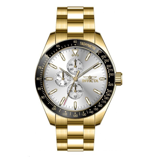 Invicta Aviator Men 45mm Stainless Steel Gold Silver dial VH67