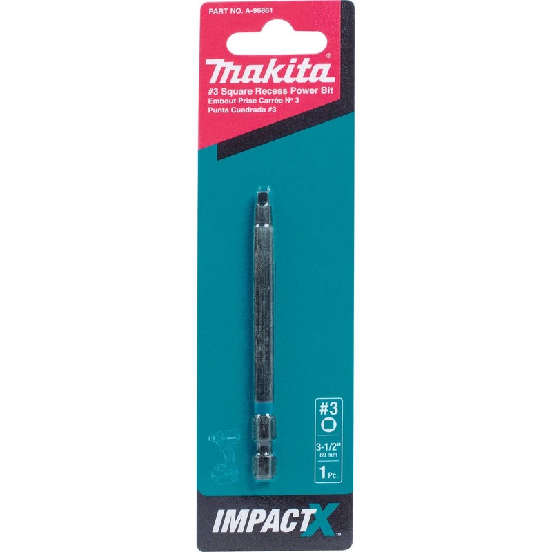 Makita A-96861 Impactx #3 Square Recess 3-1/2″ Power Bit