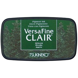 Tsukineko VersaFine Clair Ink Stamping Green, Spruce-Large-Opaque, Waterproof, Archival-Embossing, pad Size: 7.6 x 3.5 cm