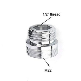 Vogueing Tool Faucet Adapter, 1/2" Thread Connector, Solid Metal Aerator Connector for Kitchen Washroom Faucet (M22-1/2, 2 Pack)