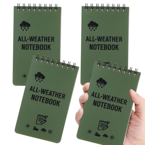 4pcs Waterproof Notebook, Mini Pocket Notepads, 3x5in All Weather Police