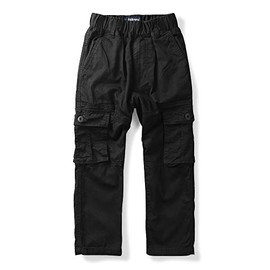 Boys' Pull on Cargo Pants Elastic Waist Casual Cotton Uniform Multi-Pockets Trousers Black Tag 170CM-13-14 Years