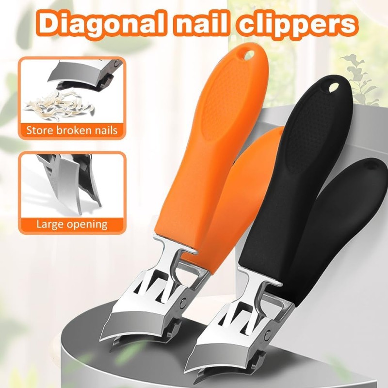 Pack of 2 Curved Nail Clippers, Angled Nail Clippers, Nail
