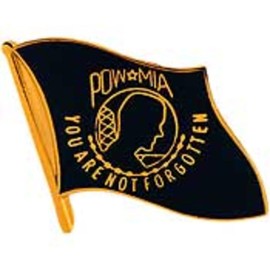 POW MIA Flag Pin Black 1 1/4"