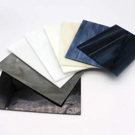 LITMIND 8 Sheets Stained Glass Variety Pack, 4 x 6 inch Mosaic Glass Tiles for Crafts, Art Glass Pack, Mixed Colors and Patterns (White+Black+Gray)