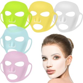5 - Piece Reusable Silicone Facial Mask Sheets. Soft, durable silicone. Reusable, easy - clean. Thoughtful design for multi - tasking. Simple to use. Great for sharing & gifting. #SiliconeFacialMask #SkincareTool - Color: Clear