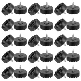 PATIKIL 24mm Screw-On Rubber Feet for Furniture, 60 Pcs Non Slip Furniture Pads Chair Glides Table Leg Protectors for Hardwood Floor Cutting Board Electronics, Black