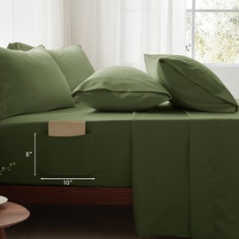 Zzlpp Full Comforter Set 7 Piece, Olive Green Bed in a Bag with Sheets, Comforters Full Size Bedding Sets with 1 Comforter, 2 Pillow Shams, 2 Pillowcases, 1 Flat Sheet,1 Fitted Sheet with 2 Pockets