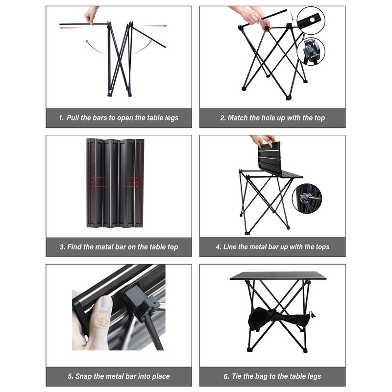 MSSOHKAN Camping Table Folding Portable Camp Side Table Aluminum Lightweight