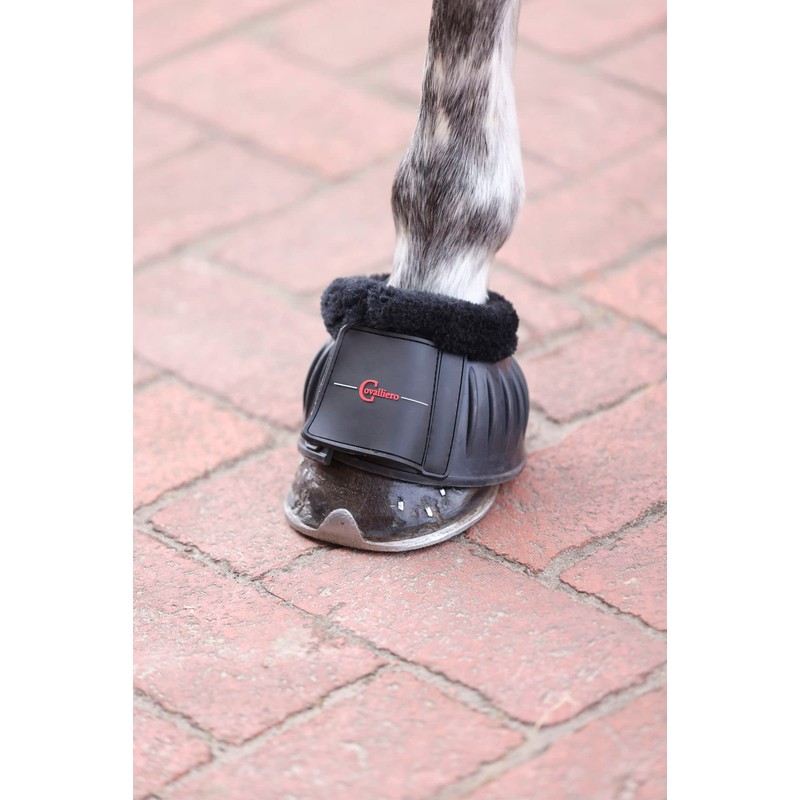 Covalliero Rubber Bell Boots with Fur Trim Black Size: Pony