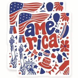 America Stickers - Patriotic Theme - July 4th Decor - USA Celebration - 2 Pack - 5" Wide Design - Adheres to Laptops, Tumblers, and More – Made in The USA - AQS0566