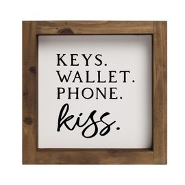 flangairy Keys Wallet Phone Kiss Sign, 6 Inch Wooden Entryway Table Wall Decor Ideas, Foyer Entry Home Decorations