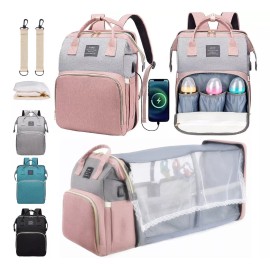 Pokachila Mochila Pañalera Termica Ligera Y Cambiador Mosquitero Cuna