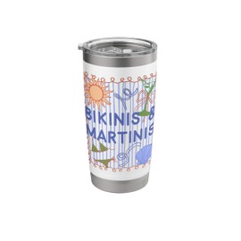 Martinis and Bikinis Beach Bachelorette Summer Girls Trip Stainless Steel Insulated Tumbler
