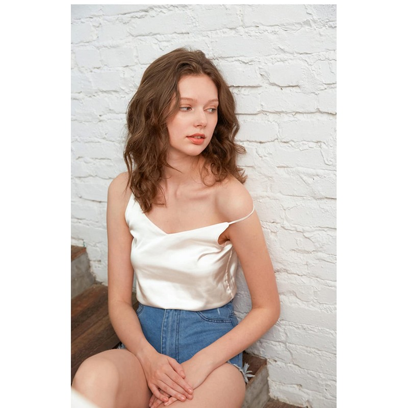 Wantschun Womens Silk Satin Camisole Cami Plain Strappy Vest Top