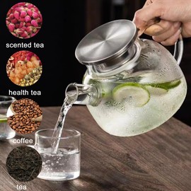Nutabevr 1000 ml borosilicate glass tea maker, heat-resistant tea infuser with lid, removable tea strainer for hot and cold drinks, tea, fruit tea, fragrant, tea bags