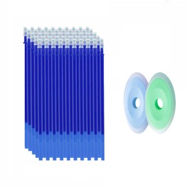 MROOFUL 50 Pack Erasable Gel Pen Refills 0.5mm Blue Ink Office School Erasable Pen Friction Handle Colored 2PCS Eraser Writing Stationery