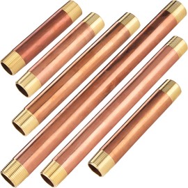 LTWFITTING Assortment Kit Total length (5-Inch 5-1/2-Inch 6-Inch 8-Inch 10-Inch 12-Inch) x 3/4-Inch Male NPT Brass Pipe Nipple Set (Pack of 6)
