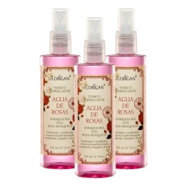 Tónico Refrescante Agua De Rosas Florigan® 250ml. 3 Piezas