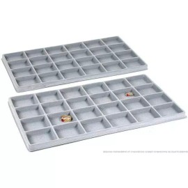 FindingKing 2 Grey Flocked 24 Compartment Display Tray Inserts