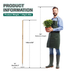 Berry&Bird Flat Edge Garden Hoe, 58'' Hoes Garden Tool with Long Wood Handle, Stainless Steel Weeding Hoe, Heavy Duty Weeder Hoe Tool for Gardening Digging Soil Loosening, Edging & Cultivating