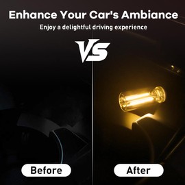NHHEO 4Pcs Car USB Night Light, Touch Adjustment LED Ambient Lighting Plug in USB Automotive Night Lamps, Mini LED Bulb for Car, Camping, Holiday, Decoration, Bedroom, Party(Yellow)