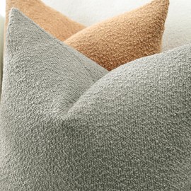 JOTOM Set of 2 Cushion Covers 55x55 cm Textured Boucle Cloud Grey Decorative Throw Pillow Covers 22x22 Inch Square Cushion Case Home Decor Pillowcases for Couch Sofa Living Room Bed (Cloud Grey)