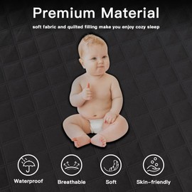 Mecerock Twin Mattress Protector Waterproof, Quilted Fitted, 18 Inches Deep Pocket, Black