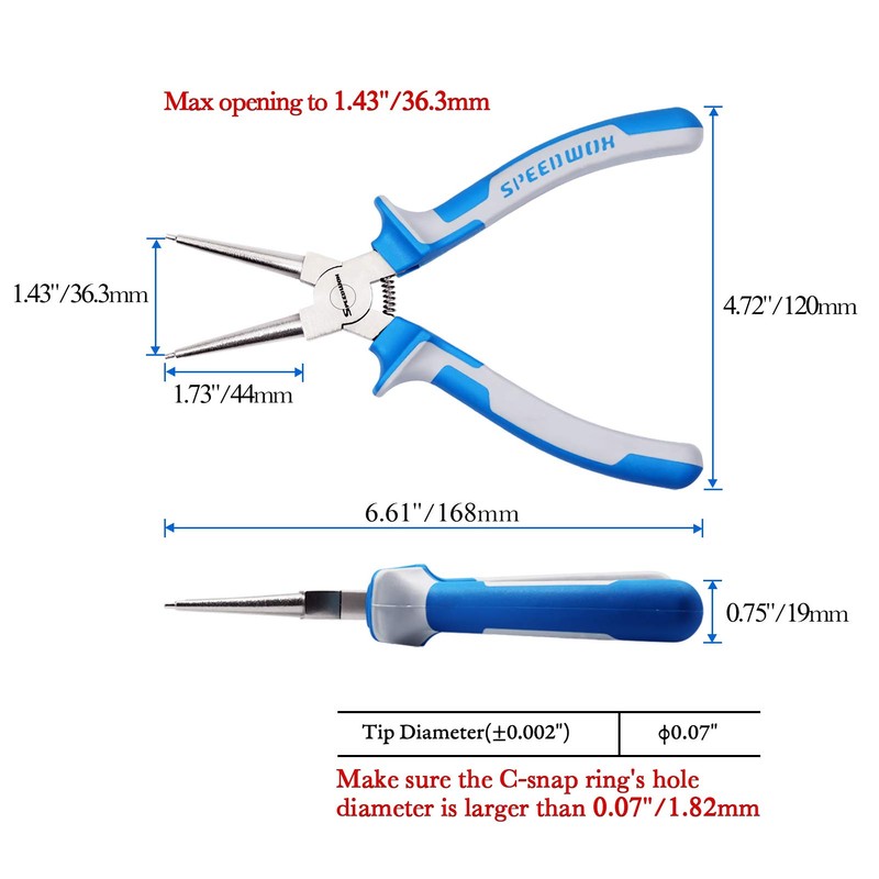 SPEEDWOX Circlip Pliers Internal Snap Ring Pliers with Straight Jaw