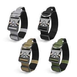 Outdoor Adventure Tactical Dog Collar - Police Use Heavy-Duty Nylon with Stainless Steel Buckle, Durable for Search and Rescue, Quick Release Handle (Black, XL)