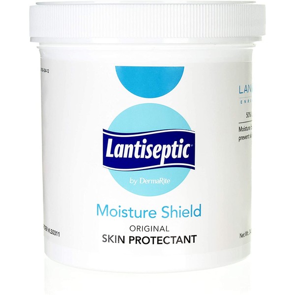 Lantiseptic Moisture Barrier Cream for Incontinence, 2 Pack - 50% Lanolin Enriched Skin Protectant Paste - Treats and Protects Dry, Irritated, Chaffed Skin - 12 oz. Jar - by DermaRite
