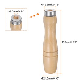 QUARKZMAN Pack of 3 Wooden File Handle 4.13 Inch 6.2 mm Round Hole Ergonomic Handles with Metal Collar for 8 Inch Metal Files
