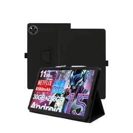 Case for DOOGEE U11 Pro Android 15 Tablet 11 Inch，WUNIAK Premium Leather Business Folio Stand Cover for DOOGEE U11 Pro Android 15 Tablet 11 Inch with Hand Strap for Tablet,Black