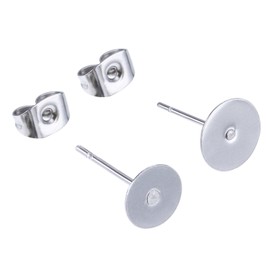Pack of 100 Stainless Steel Earring Stopper Post Flat Pad (2 Sizes) with 100 Earrings Back for Earrings, Total 200 Pieces