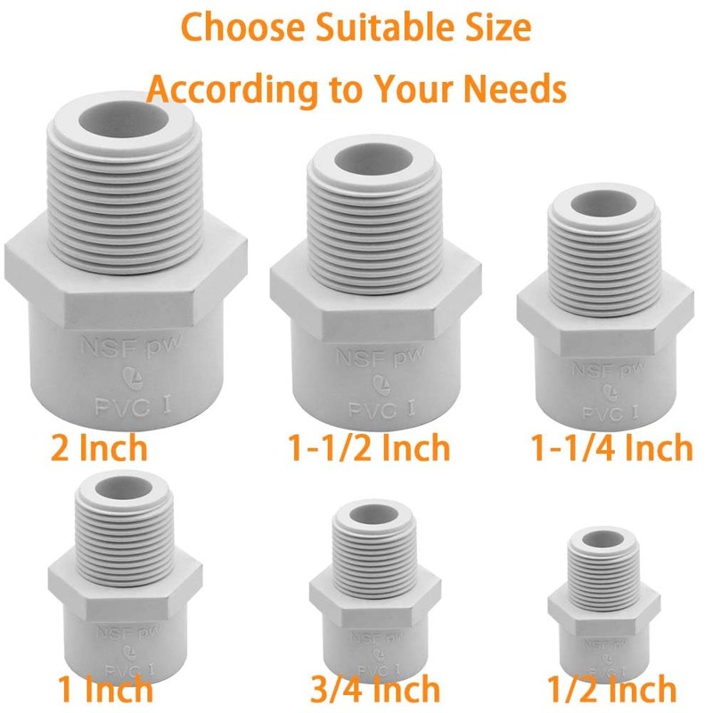 YSIL PVC Fitting 1 Inch 12 Pack, PVC Pipe Male