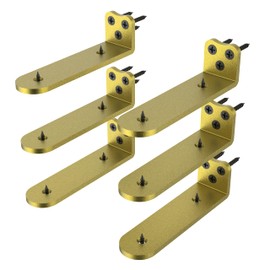 Neevolve Floating Shelf Bracket, 6 Inch 6PACK Gold Heavy Duty Shelf Bracket,Hidden Shelf Brackets 1/5 in Thick,L Brackets Support for Shelves,Suitable for Kitchen, Study Or DIY,Holds Over 160lb+