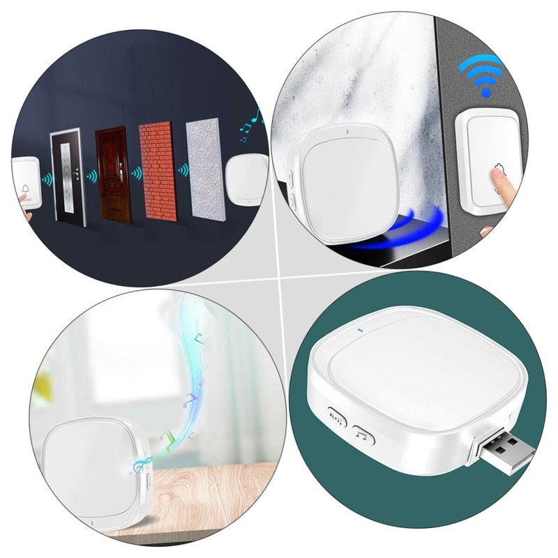 SHINEOFI 1Set Wireless USB Doorbell Intelligent Door Chime with Melodies