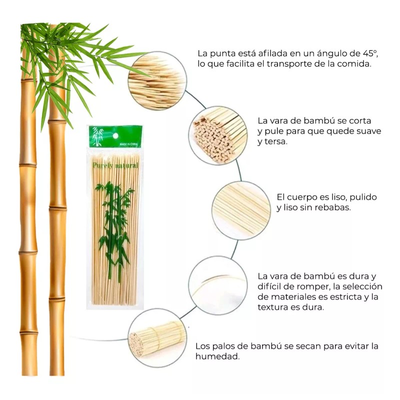 Jands Palillos Para Brochetas Palo De Bambú Madera 15cm 90pzs