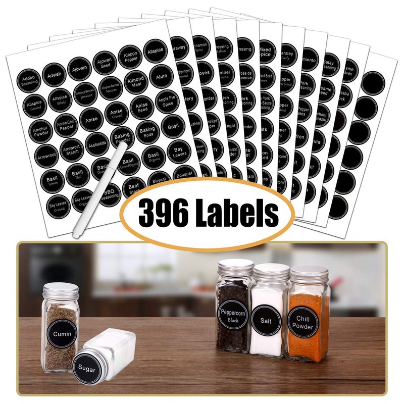 SWOMMOLY Spice Rack Organizer with 36 Empty Square Spice Jars,