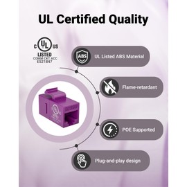 VCE UL-Listed CAT6 Keystone Coupler 25-Pack, Ethernet Coupler Female to Female, RJ45 Coupler for CAT6/CAT5e/CAT5, Keystone Jack, Purple