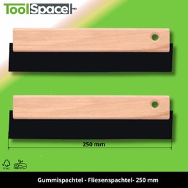 ToolSpace Set of 2 Rubber Spatulas, 250 mm, Tile Spatula, Joint Rubber, Wooden Handle, Grouting Rubber, Tools for Stoneware, Grouting Rubber, Smoothing Trowel, Rubber, Ergonomic Work