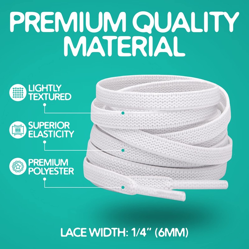 Miscly Flat Elastic Shoelaces [1 Pair] Flat Stretch Shoe Laces