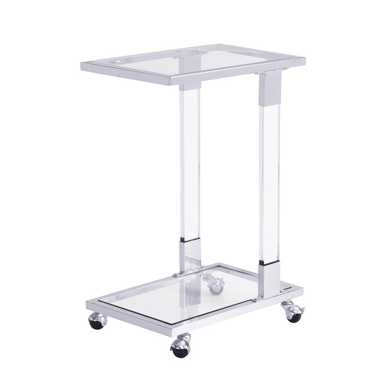 Yoluckea Mobile Sofa Side Table Acrylic End Table C Shaped