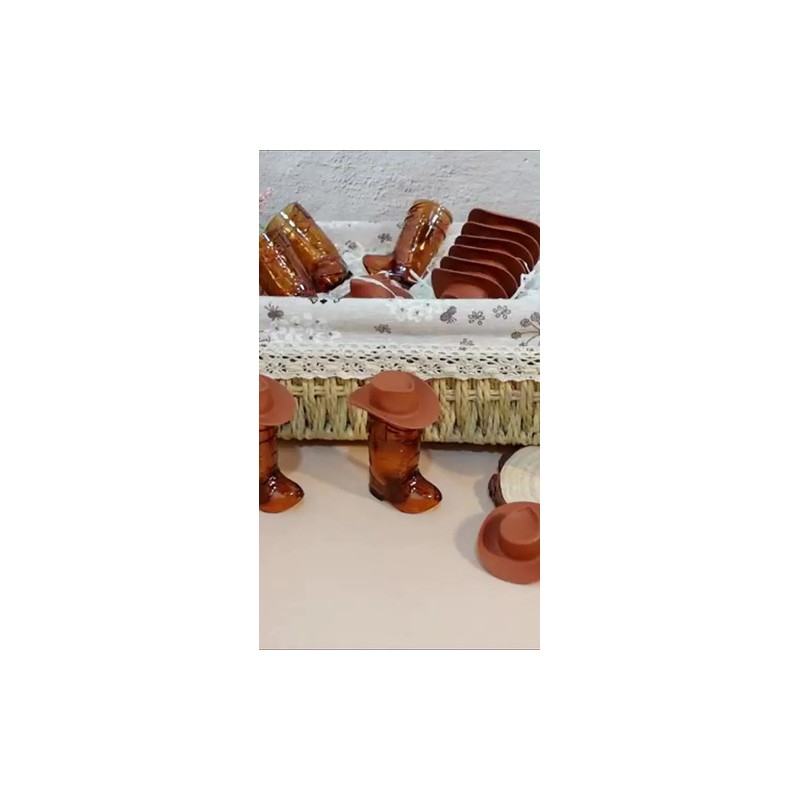 32pcs Vasitos Botas Vaqueras Con Sombrero 1 Oz Para Fiesta