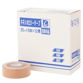 comes テーピングテープ キネシオロジーテープ キネシオテープ スポーツテープ 伸縮テープ 筋肉補助 関節補助 伸縮性 通気性 汗に強い 25mm幅×5メートル 12巻入