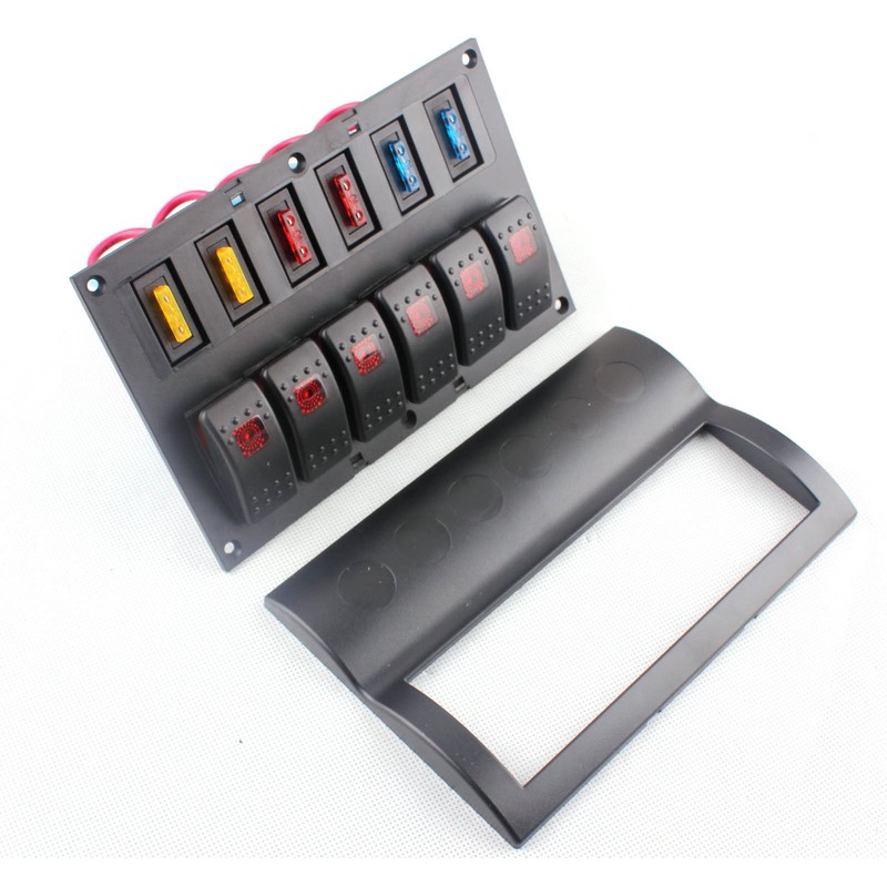 12V 6 Gang Car Boat Switch Panel Waterproof Auto Fuses