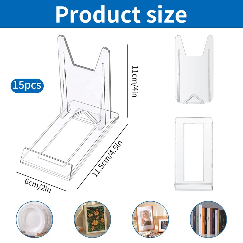 15Pcs Clear Plastic Display Stand, Two Part Adjustable Clear Acrylic